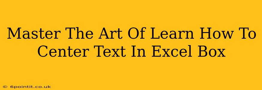 Master The Art Of Learn How To Center Text In Excel Box