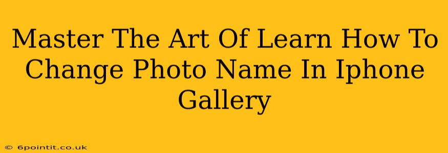 Master The Art Of Learn How To Change Photo Name In Iphone Gallery