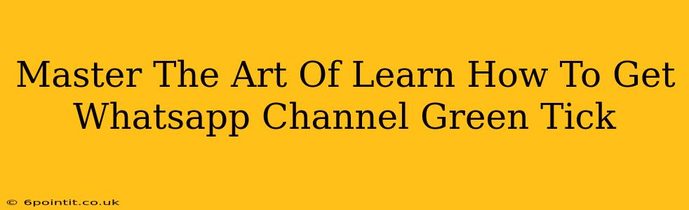 Master The Art Of Learn How To Get Whatsapp Channel Green Tick