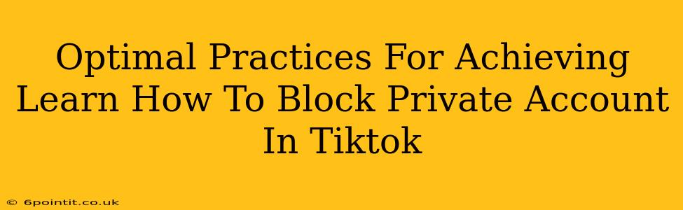 Optimal Practices For Achieving Learn How To Block Private Account In Tiktok