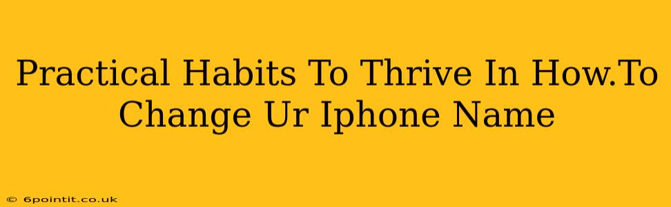 Practical Habits To Thrive In How.To Change Ur Iphone Name