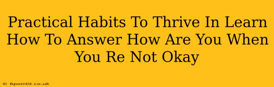 Practical Habits To Thrive In Learn How To Answer How Are You When You Re Not Okay