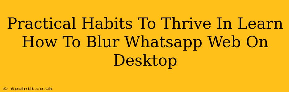 Practical Habits To Thrive In Learn How To Blur Whatsapp Web On Desktop