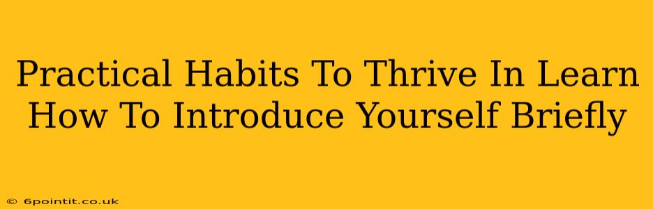 Practical Habits To Thrive In Learn How To Introduce Yourself Briefly