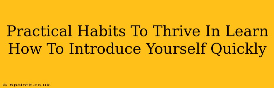 Practical Habits To Thrive In Learn How To Introduce Yourself Quickly