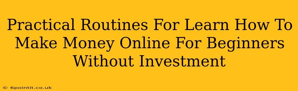 Practical Routines For Learn How To Make Money Online For Beginners Without Investment