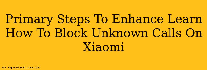 Primary Steps To Enhance Learn How To Block Unknown Calls On Xiaomi