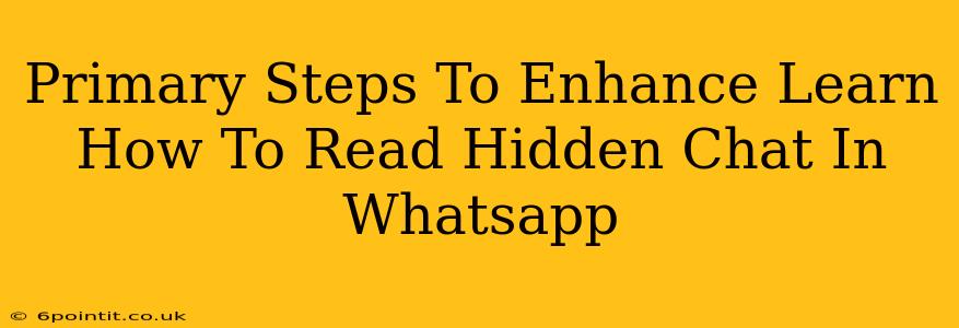 Primary Steps To Enhance Learn How To Read Hidden Chat In Whatsapp