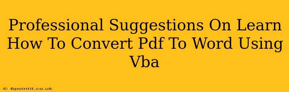 Professional Suggestions On Learn How To Convert Pdf To Word Using Vba