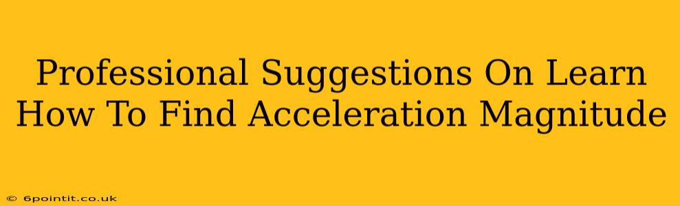 Professional Suggestions On Learn How To Find Acceleration Magnitude