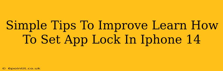 Simple Tips To Improve Learn How To Set App Lock In Iphone 14