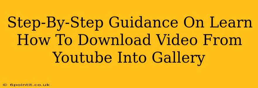 Step-By-Step Guidance On Learn How To Download Video From Youtube Into Gallery