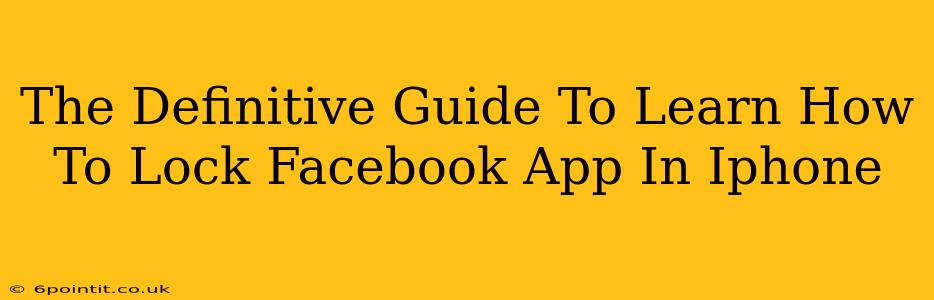 The Definitive Guide To Learn How To Lock Facebook App In Iphone