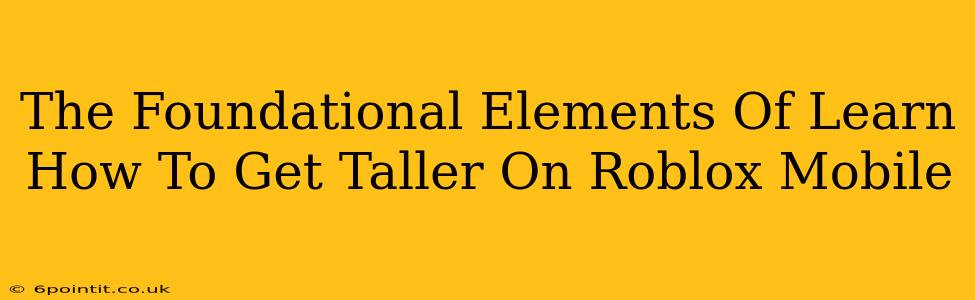 The Foundational Elements Of Learn How To Get Taller On Roblox Mobile