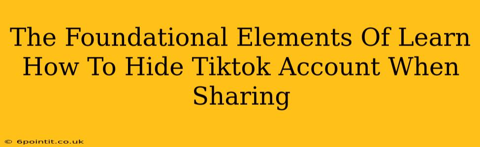 The Foundational Elements Of Learn How To Hide Tiktok Account When Sharing