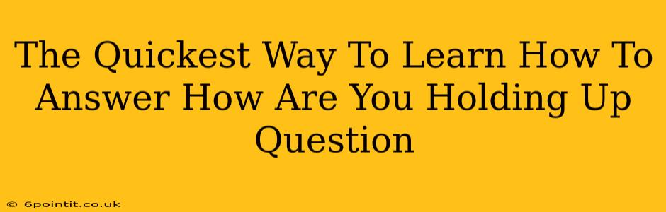 The Quickest Way To Learn How To Answer How Are You Holding Up Question