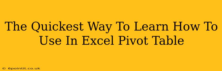 The Quickest Way To Learn How To Use In Excel Pivot Table