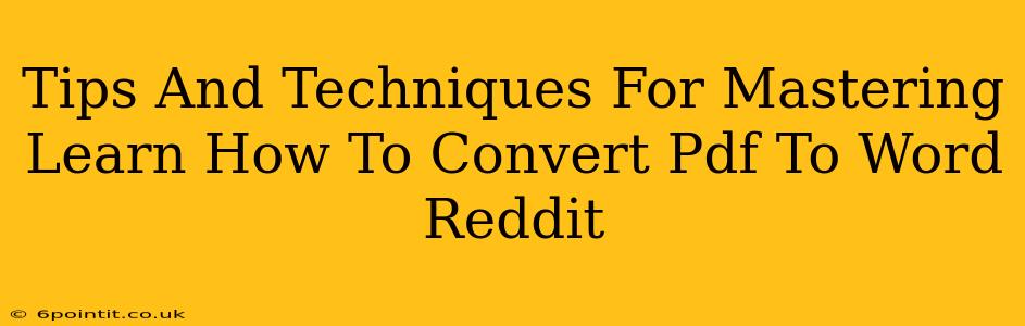 Tips And Techniques For Mastering Learn How To Convert Pdf To Word Reddit