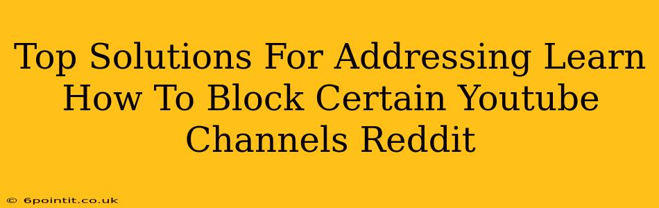 Top Solutions For Addressing Learn How To Block Certain Youtube Channels Reddit