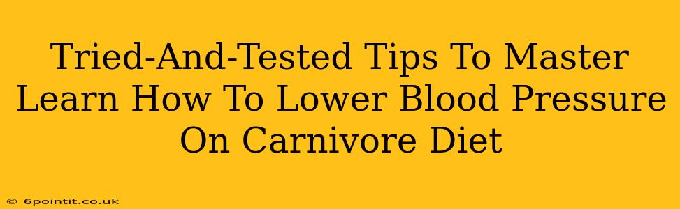 Tried-And-Tested Tips To Master Learn How To Lower Blood Pressure On Carnivore Diet