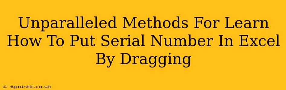 Unparalleled Methods For Learn How To Put Serial Number In Excel By Dragging