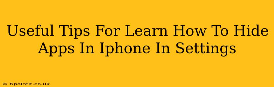 Useful Tips For Learn How To Hide Apps In Iphone In Settings